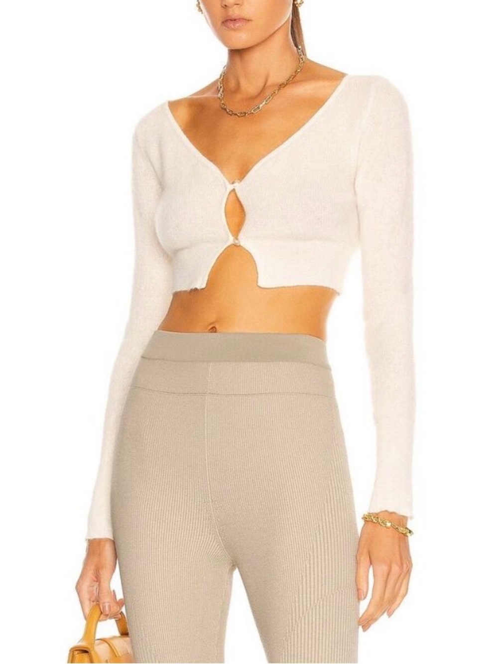 Jacquemus White Cropped Mohair Cardigan